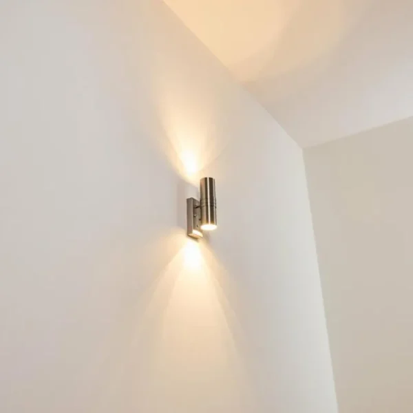 hofstein Applique murale d'extérieur Satava LED Nickel mat, 2 lumières* Lampes Modernes