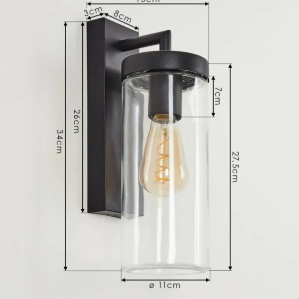 hofstein Applique murale d'extérieur Alegcirasn Noir, 1 lumière* Lampes Modernes