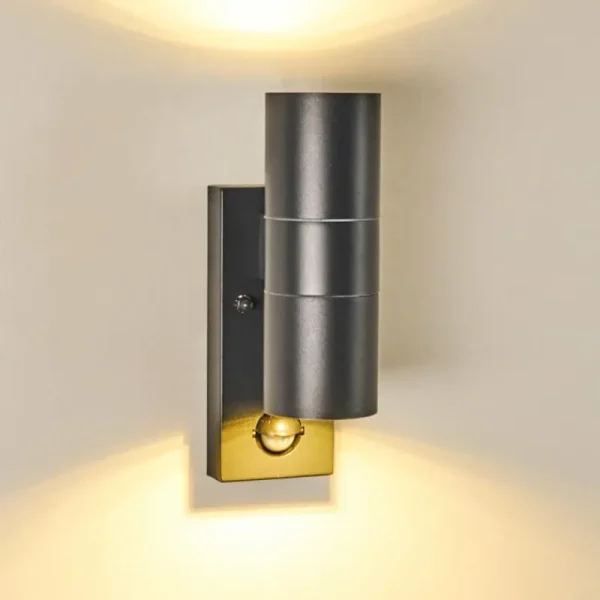 hofstein Applique murale d'extérieur Brachy Gris, 2 lumières, Détecteur de mouvement* Lampes Modernes
