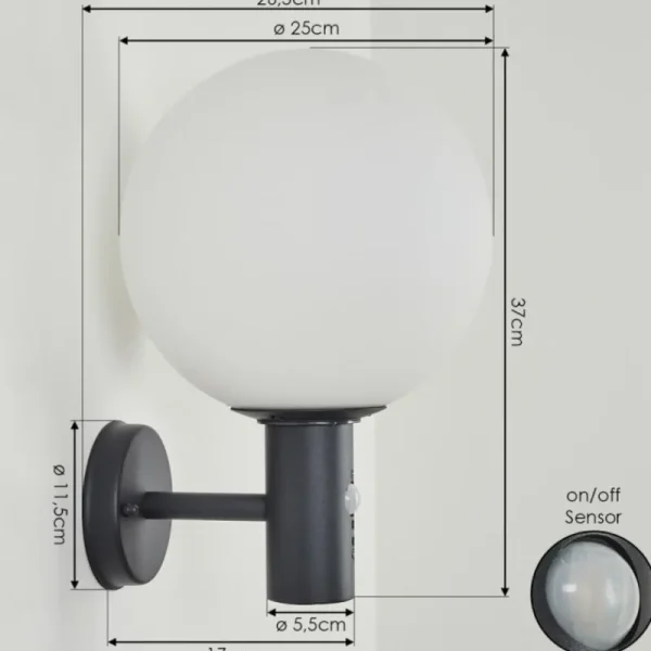 hofstein Applique murale d'extérieur Bubodefo Anthracite, 1 lumière, Détecteur de mouvement* Lampes Modernes