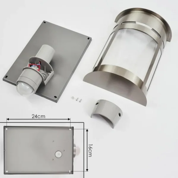 hofstein Applique murale d'extérieur Lauvdal Acier inoxydable, 1 lumière, Détecteur de mouvement* Lampes Modernes