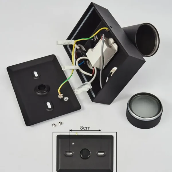 hofstein Applique murale d'extérieur Hakamken Noir, 1 lumière, Détecteur de mouvement* Lampes Modernes