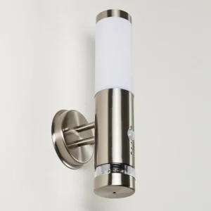 hofstein Applique murale d'extérieur Walise Acier inoxydable, 1 lumière, Détecteur de mouvement* Lampes Modernes