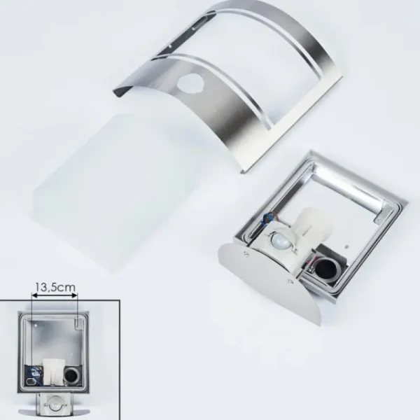 hofstein Applique murale d'extérieur Visnum Nickel mat, Blanc, 1 lumière, Détecteur de mouvement* Lampes Modernes