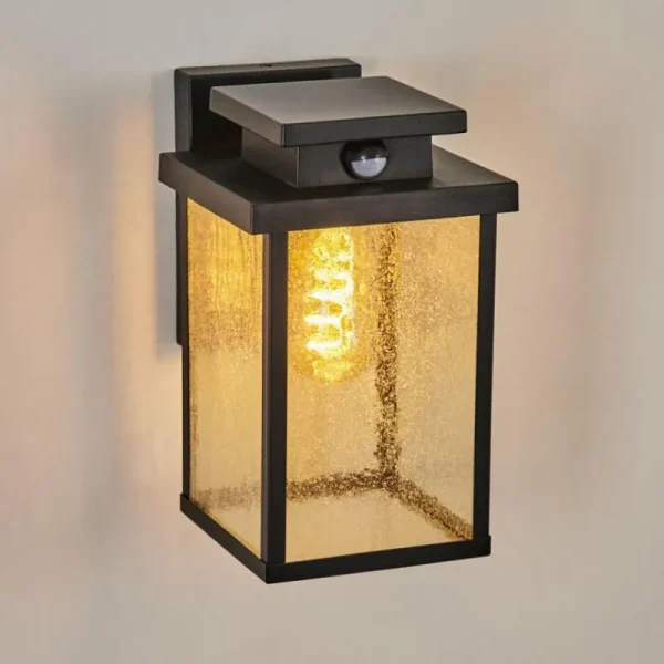 hofstein Applique murale d'extérieur Tieva Noir, 1 lumière, Détecteur de mouvement* Lampes Modernes