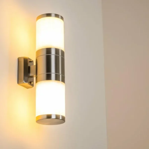 hofstein Applique murale d'extérieur TOLSONA Acier inoxydable, 2 lumières* Lampes Modernes