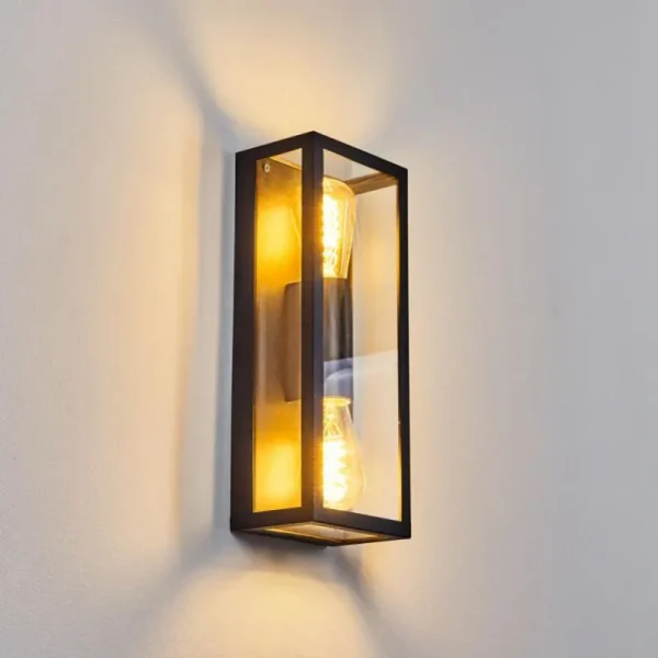 hofstein Applique murale d'extérieur Caudry Noir, 2 lumières* Lampes Modernes