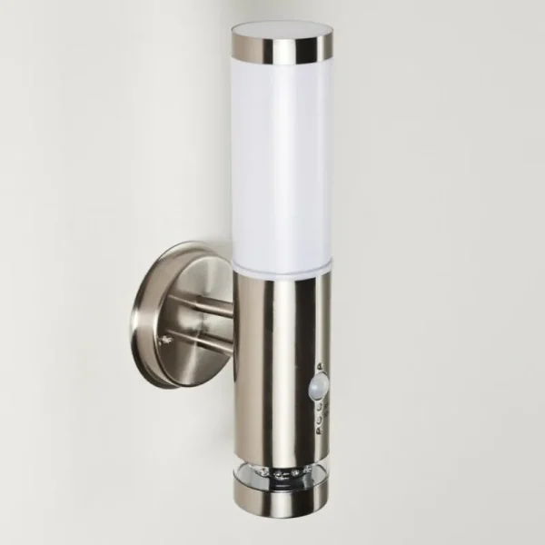 hofstein Applique murale d'extérieur Walise Acier inoxydable, 1 lumière, Détecteur de mouvement* Lampes Modernes