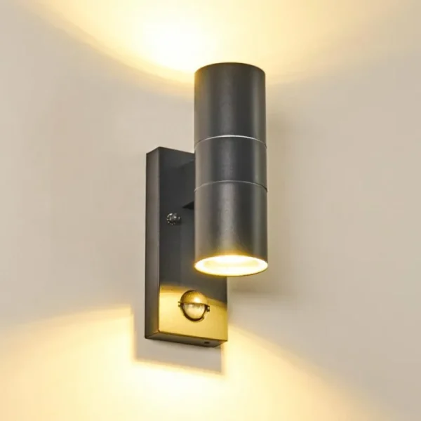 hofstein Applique murale d'extérieur Brachy Gris, 2 lumières, Détecteur de mouvement* Lampes Modernes