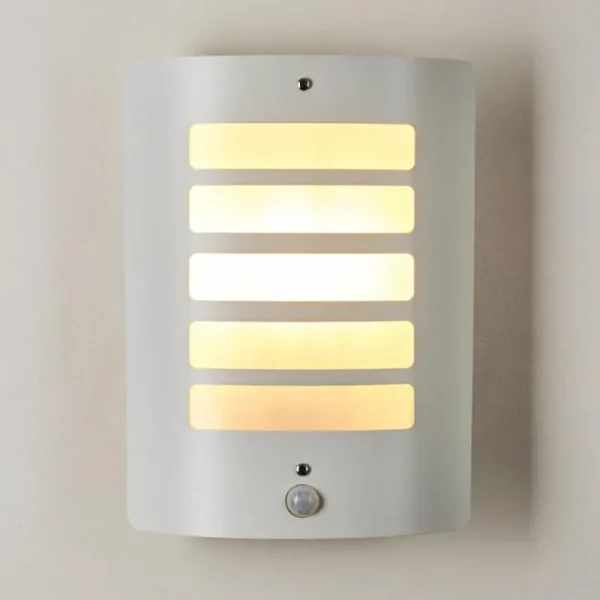 hofstein Applique murale d'extérieur Alslev Blanc, 1 lumière, Détecteur de mouvement* Lampes Modernes