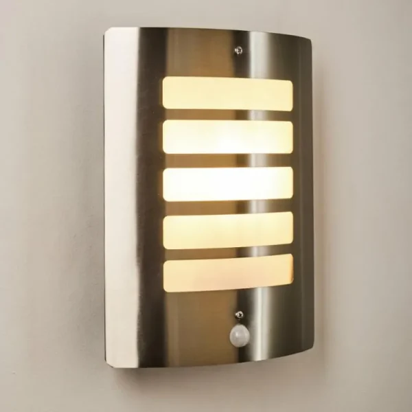 hofstein Applique murale d'extérieur Alslev Acier inoxydable, 1 lumière, Détecteur de mouvement* Lampes Modernes