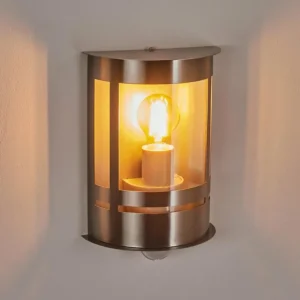 hofstein Applique murale d'extérieur Lauvdal Acier inoxydable, 1 lumière, Détecteur de mouvement* Lampes Modernes