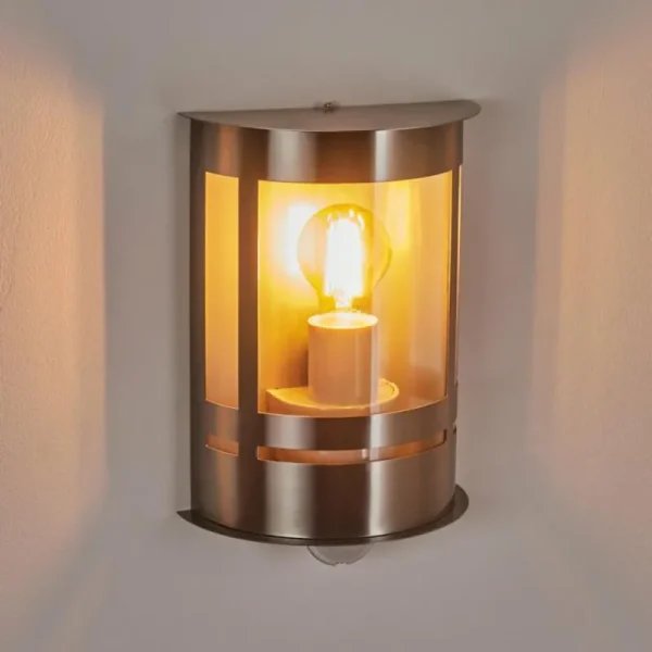 hofstein Applique murale d'extérieur Lauvdal Acier inoxydable, 1 lumière, Détecteur de mouvement* Lampes Modernes