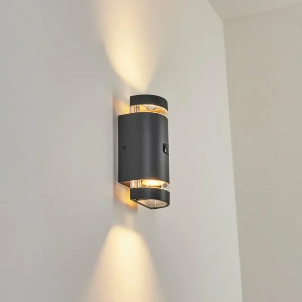 hofstein Applique murale d'extérieur Edevik Anthracite, 2 lumières, Détecteur de mouvement* Lampes Modernes