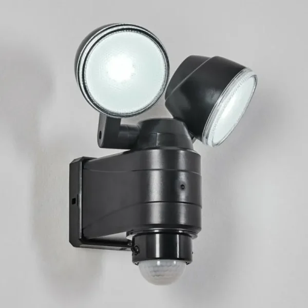 hofstein Applique murale d'extérieur Anyarhwi LED Noir, 2 lumières, Détecteur de mouvement* Lampes Modernes