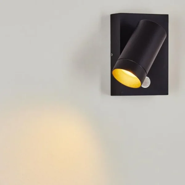 hofstein Applique murale d'extérieur Hakamken Noir, 1 lumière, Détecteur de mouvement* Lampes Modernes