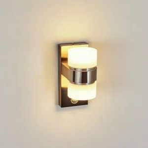 hofstein Applique murale d'extérieur Tiarp LED Nickel mat, 2 lumières, Détecteur de mouvement* Lampes Modernes