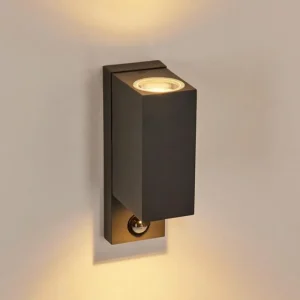 hofstein Applique murale d'extérieur Kingstown Anthracite, Transparent, 2 lumières, Détecteur de mouvement* Lampes Modernes