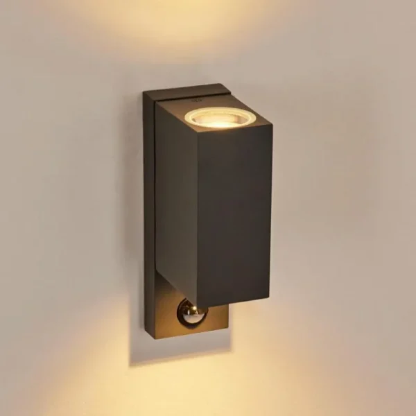 hofstein Applique murale d'extérieur Kingstown Anthracite, Transparent, 2 lumières, Détecteur de mouvement* Lampes Modernes