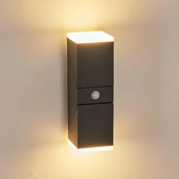 hofstein Applique murale d'extérieur Toogong LED Anthracite, 2 lumières, Détecteur de mouvement* Lampes Modernes