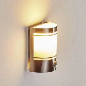 hofstein Applique murale d'extérieur Visnum Nickel mat, Blanc, 1 lumière, Détecteur de mouvement* Lampes Modernes