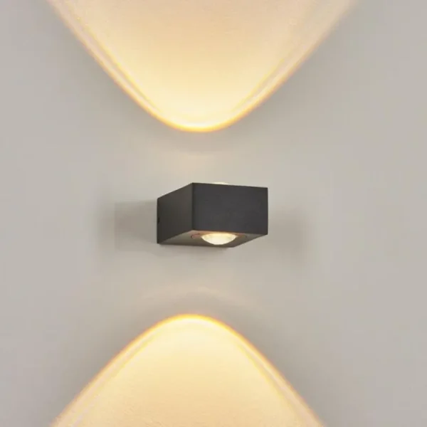 hofstein Applique murale d'extérieur Curvel LED Noir, 2 lumières* Lampes Modernes