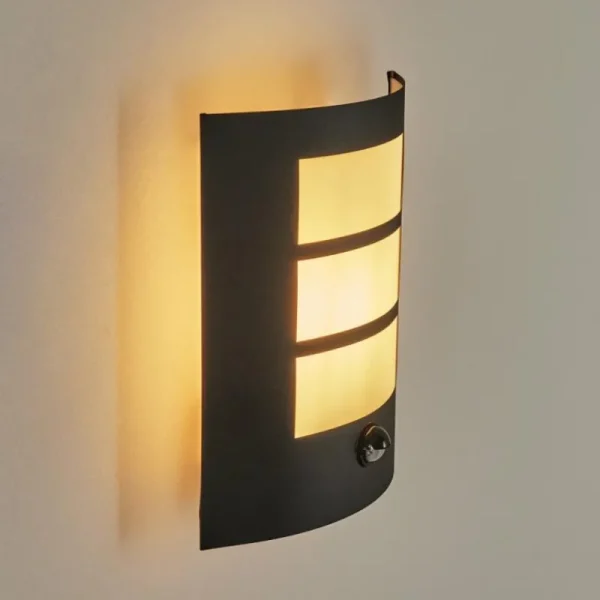 hofstein Applique murale d'extérieur Matilau Noir, Blanc, 1 lumière, Détecteur de mouvement* Lampes Modernes