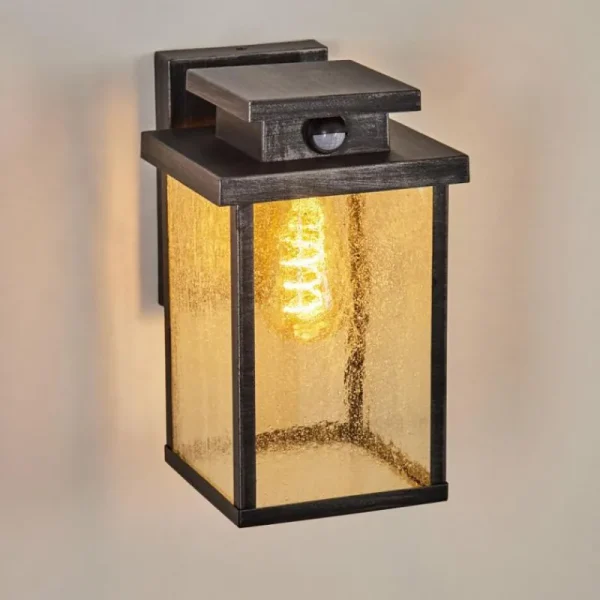 hofstein Applique murale d'extérieur Tieva Noir, Argenté, 1 lumière, Détecteur de mouvement* Lampes Modernes