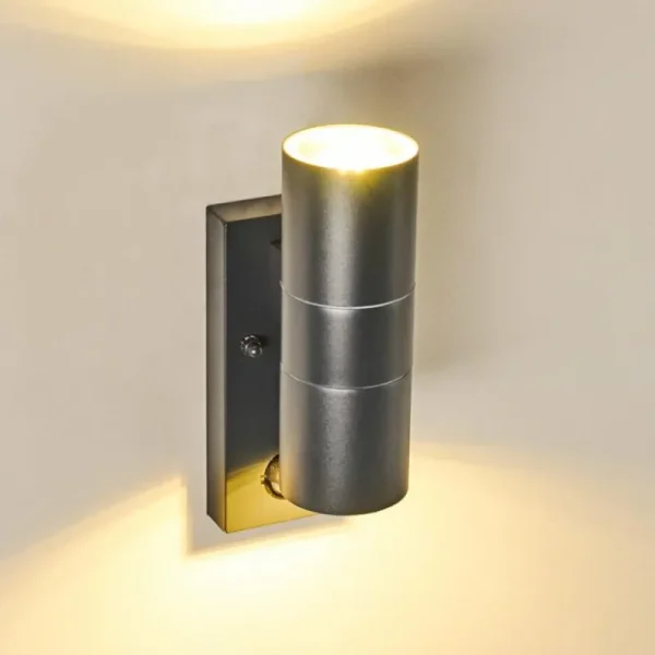 hofstein Applique murale d'extérieur Brachy Gris, 2 lumières, Détecteur de mouvement* Lampes Modernes