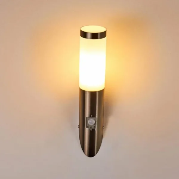 hofstein Applique murale d'extérieur Norburg Acier inoxydable, 1 lumière, Détecteur de mouvement* Lampes Modernes