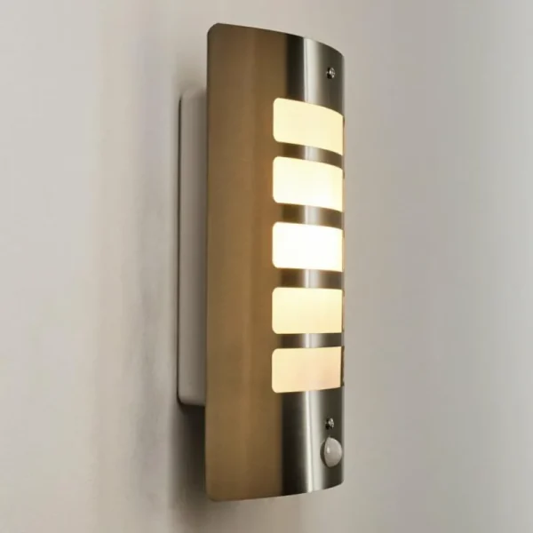 hofstein Applique murale d'extérieur Alslev Acier inoxydable, 1 lumière, Détecteur de mouvement* Lampes Modernes