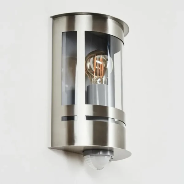 hofstein Applique murale d'extérieur Lauvdal Acier inoxydable, 1 lumière, Détecteur de mouvement* Lampes Modernes