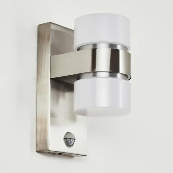 hofstein Applique murale d'extérieur Tiarp LED Nickel mat, 2 lumières, Détecteur de mouvement* Lampes Modernes