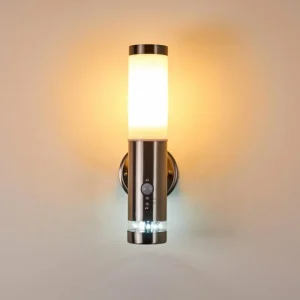 hofstein Applique murale d'extérieur Walise Acier inoxydable, 1 lumière, Détecteur de mouvement* Lampes Modernes