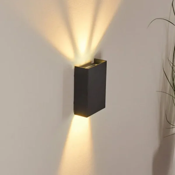 hofstein Applique murale d'extérieur Benin LED Noir, 2 lumières* Lampes Modernes
