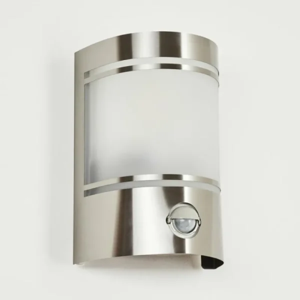 hofstein Applique murale d'extérieur Visnum Nickel mat, Blanc, 1 lumière, Détecteur de mouvement* Lampes Modernes