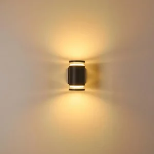 hofstein Applique murale d'extérieur Macoupin Noir, 2 lumières* Lampes Modernes