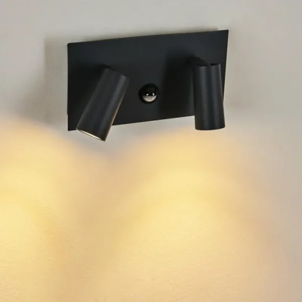 hofstein Applique murale d'extérieur Saeter LED Noir, 2 lumières, Détecteur de mouvement* Lampes Modernes