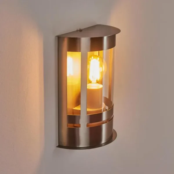 hofstein Applique murale d'extérieur Lauvdal Acier inoxydable, 1 lumière, Détecteur de mouvement* Lampes Modernes
