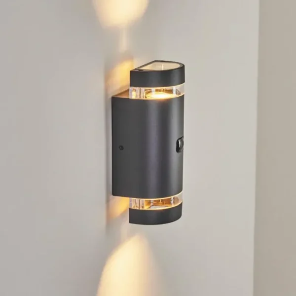 hofstein Applique murale d'extérieur Edevik Anthracite, 2 lumières, Détecteur de mouvement* Lampes Modernes