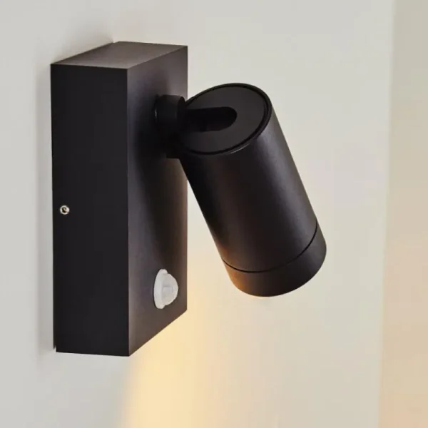 hofstein Applique murale d'extérieur Hakamken Noir, 1 lumière, Détecteur de mouvement* Lampes Modernes