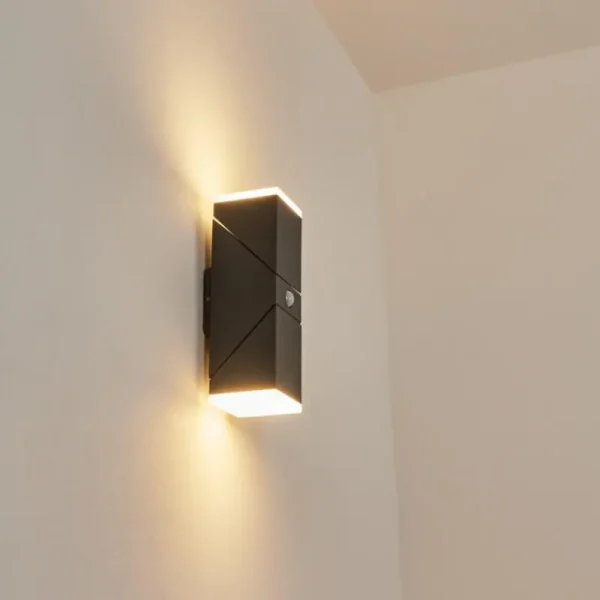 hofstein Applique murale d'extérieur Toogong LED Anthracite, 2 lumières, Détecteur de mouvement* Lampes Modernes