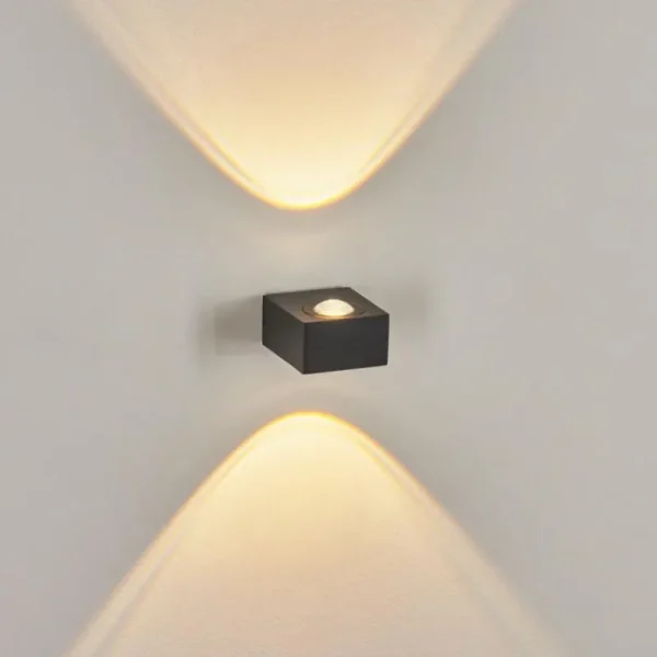 hofstein Applique murale d'extérieur Curvel LED Noir, 2 lumières* Lampes Modernes