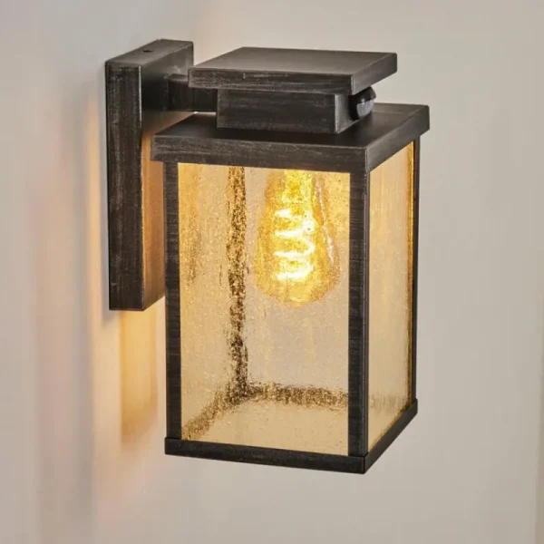 hofstein Applique murale d'extérieur Tieva Noir, Argenté, 1 lumière, Détecteur de mouvement* Lampes Modernes