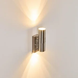 hofstein Applique murale d'extérieur Satava LED Nickel mat, 2 lumières* Lampes Modernes
