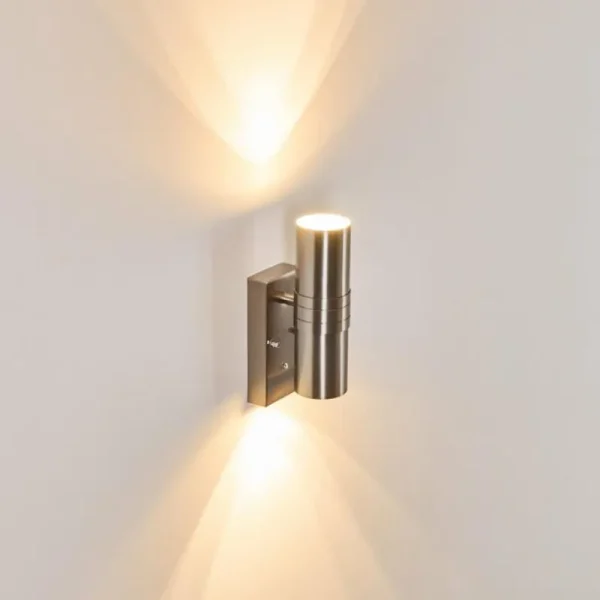 hofstein Applique murale d'extérieur Satava LED Nickel mat, 2 lumières* Lampes Modernes