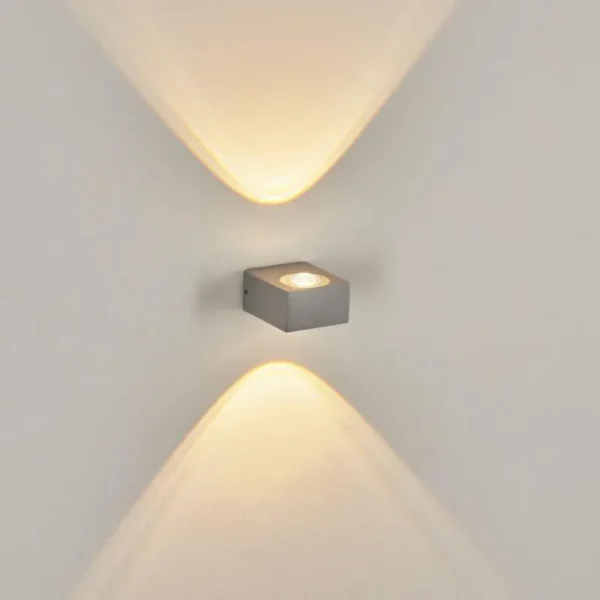hofstein Applique murale d'extérieur Curvel LED Argenté, 2 lumières* Lampes Modernes
