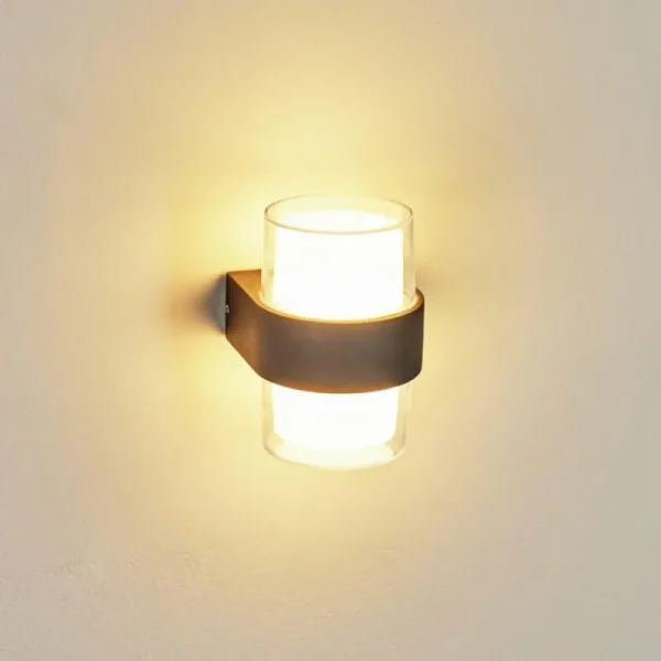 hofstein Applique murale d'extérieur Cesta LED Noir, 2 lumières* Lampes Modernes