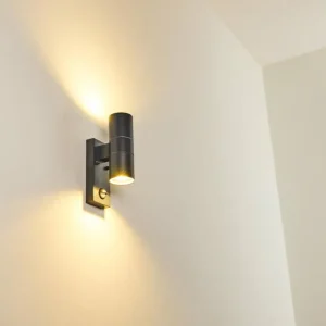 hofstein Applique murale d'extérieur Brachy Gris, 2 lumières, Détecteur de mouvement* Lampes Modernes