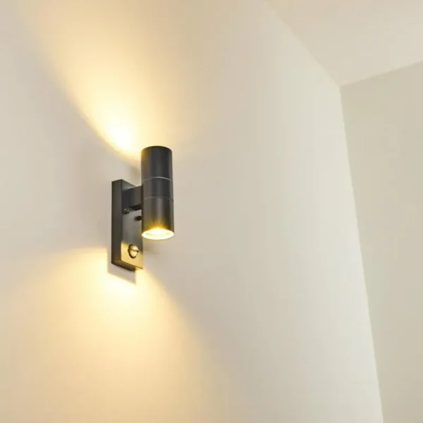 hofstein Applique murale d'extérieur Brachy Gris, 2 lumières, Détecteur de mouvement* Lampes Modernes